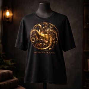 Game Of Thrones House Of The Dragon Mens 3XL Black T-Shirt 100% Cotton HBO